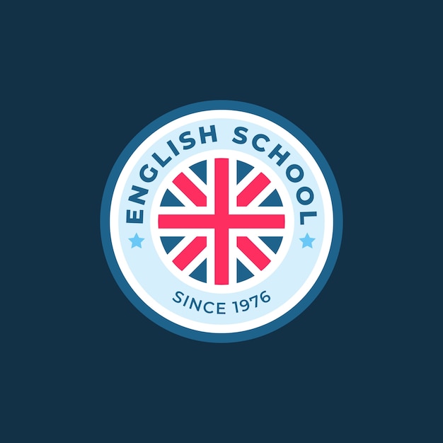 Flat design english school logo template