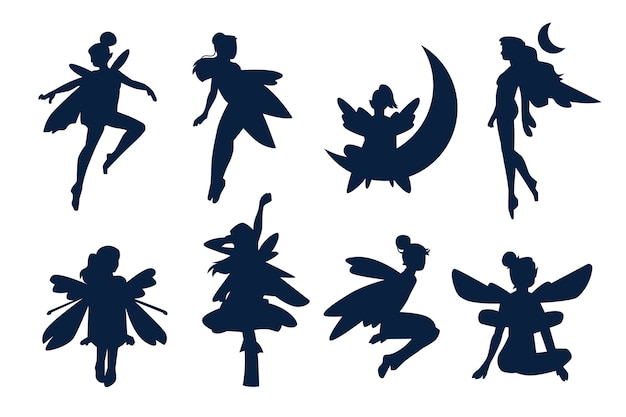 Flat design fairy silhouette illustration