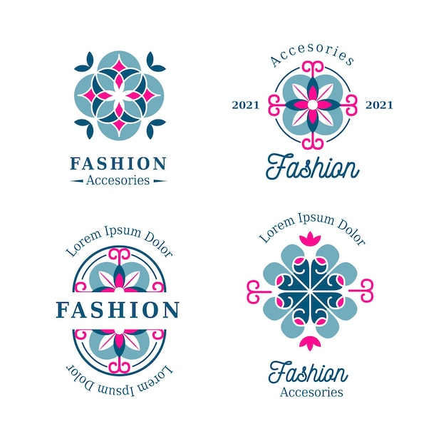 Flat design fashion accessories logo pack