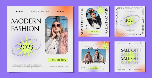 Flat design fashion instagram posts template