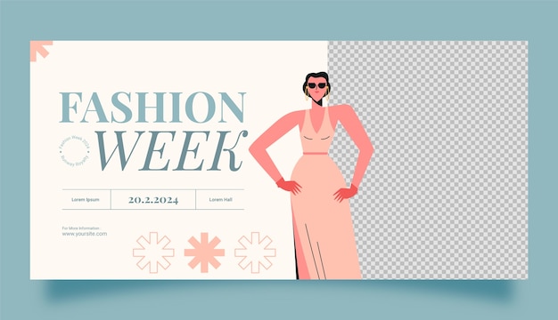 Flat design fashion week  horizontal banner