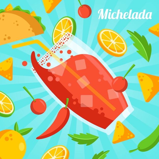 Flat design fresh michelada illustration