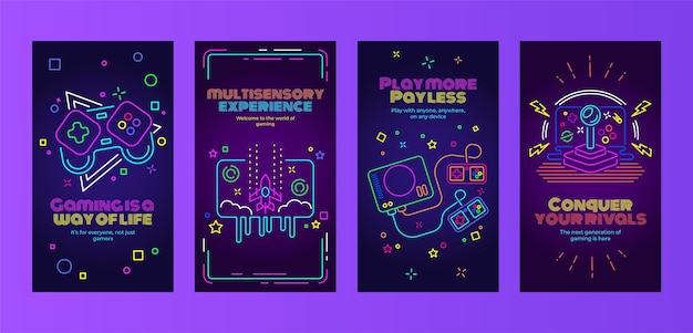 Flat design gaming concept instagram stories