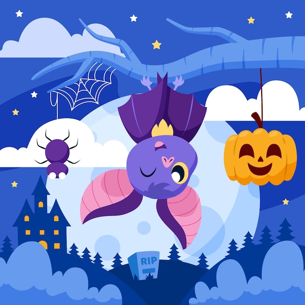 Flat design halloween bat