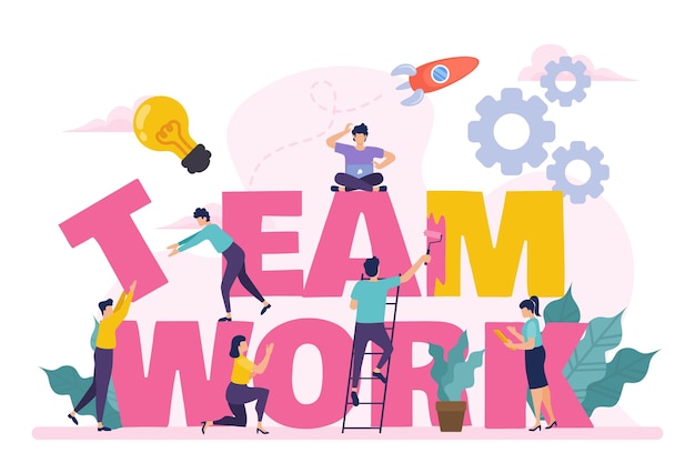 Vector flat design illustrated teamwork