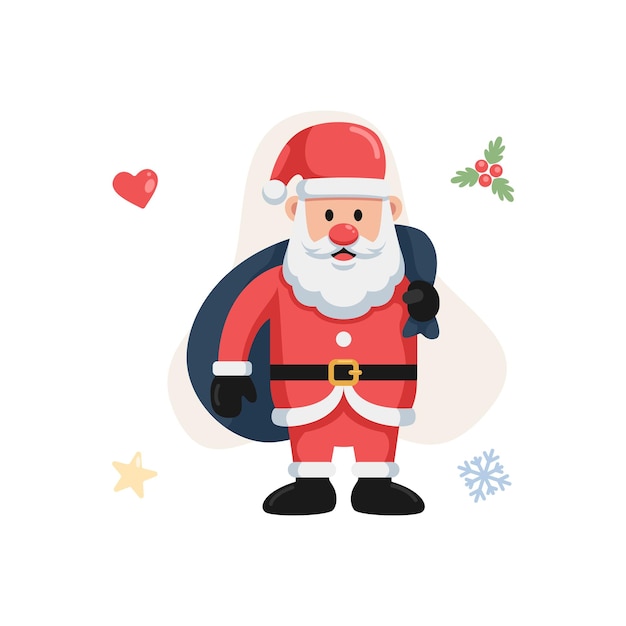 Flat Design Illustration of Santa Christmas Vector Illustration Design.