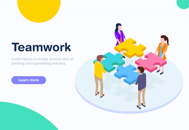 Flat Design Isometric Teamwork