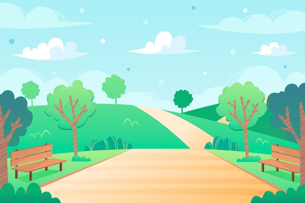 Vector flat design landscape with park