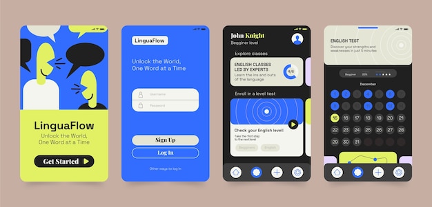 Flat design learning app template