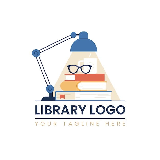 Flat design library logo template