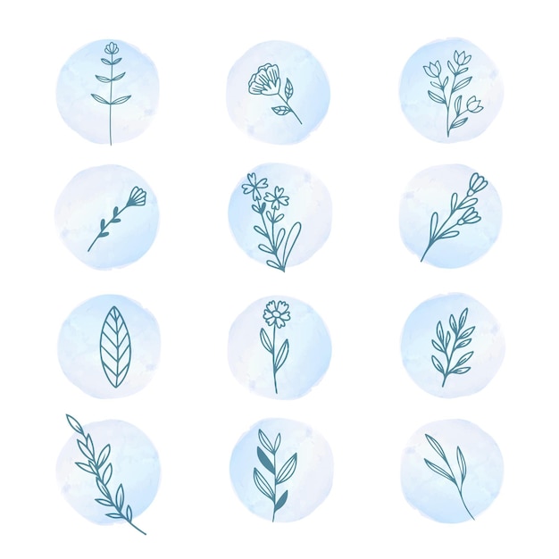 Flat design of linear leaves and flowers