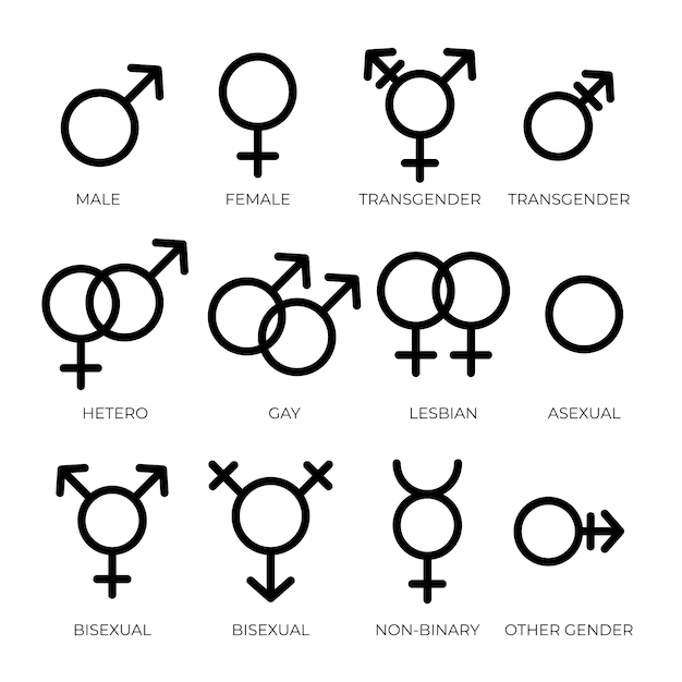 Vector flat design male female symbols