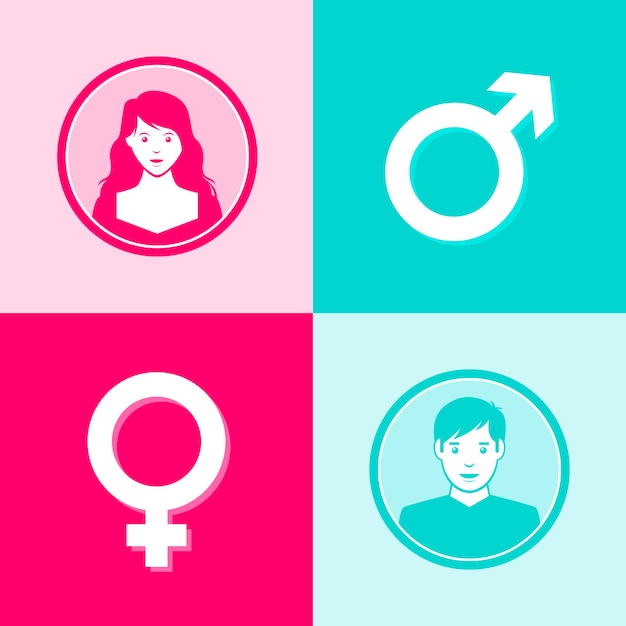 Flat design male female symbols