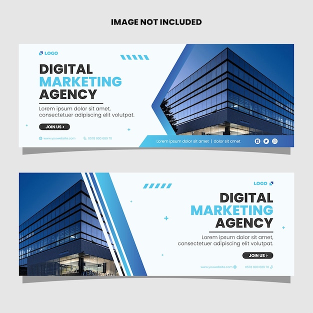 Vector flat design marketing agency horizontal banner template