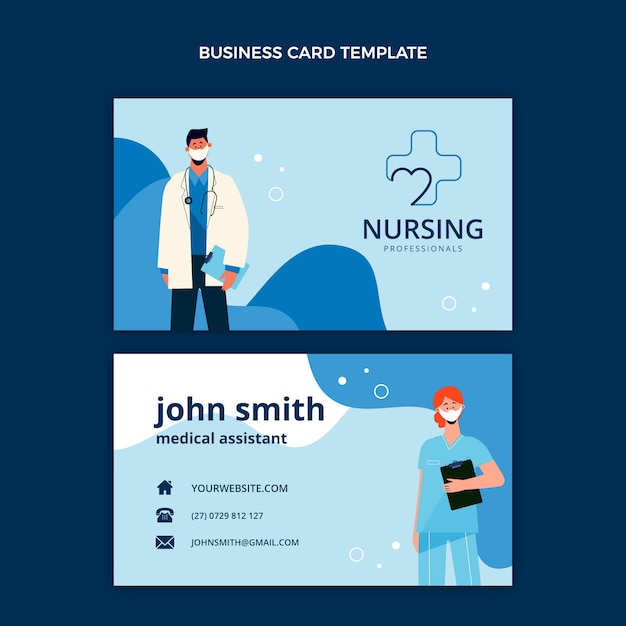 Flat design medical horizontal business card