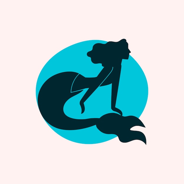 Flat design mermaid silhouette illustration