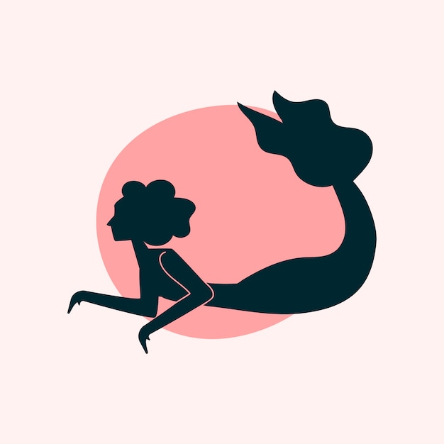 Flat design mermaid silhouette illustration