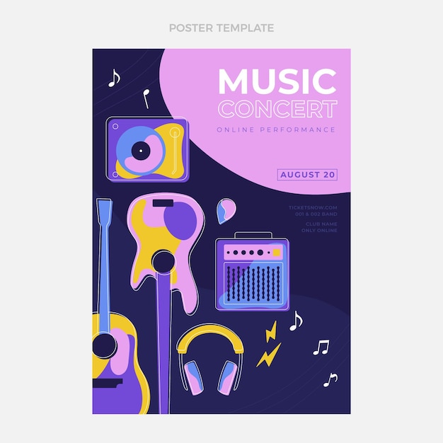 Flat design minimal music festival poster