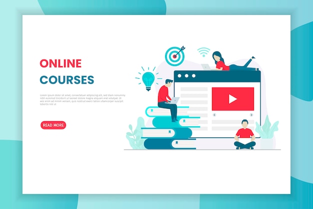 Flat design online courses illustration