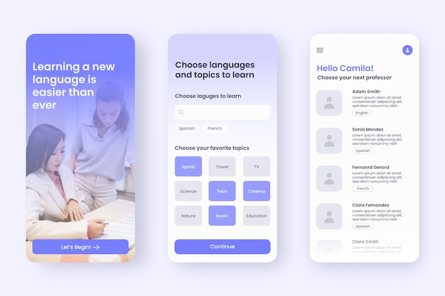 Flat design online learning app template