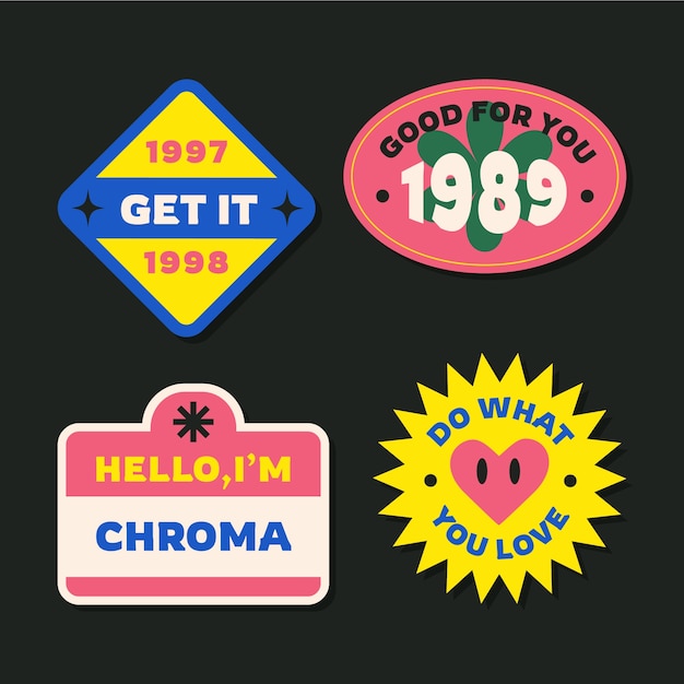 Vector flat design retro sticker collection