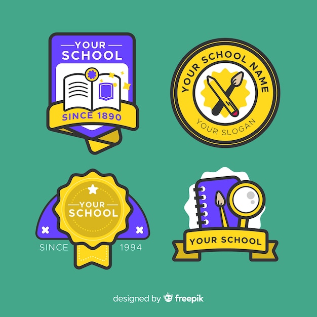 Vector flat design school logo collection