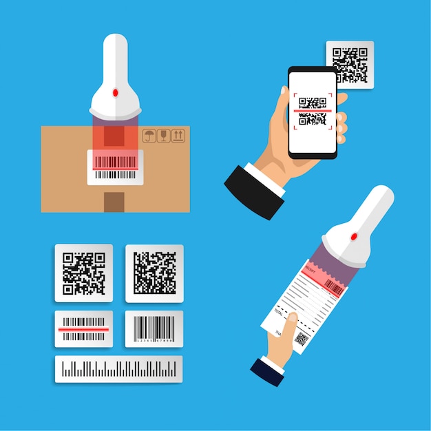 Vector flat design of set infographics about scanning codes. scan barcode and qr code. isolated  illustration.