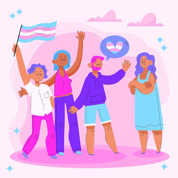 Flat design stop transphobia concept illustration