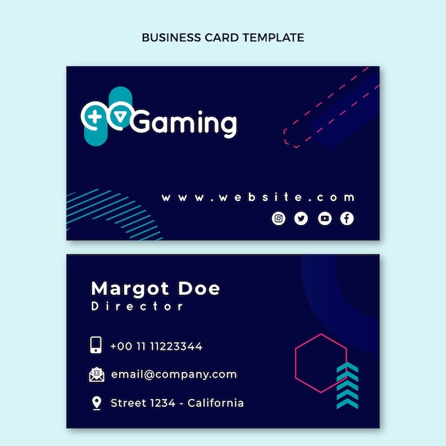 Flat design technology horizontal business card