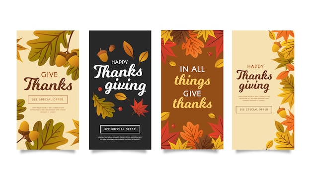 Flat design thanksgiving instagram stories template