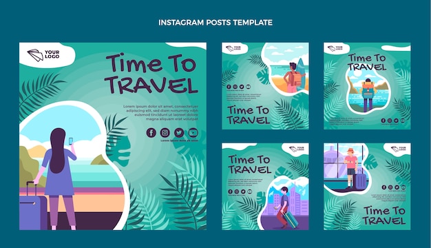 Flat design travel instagram post