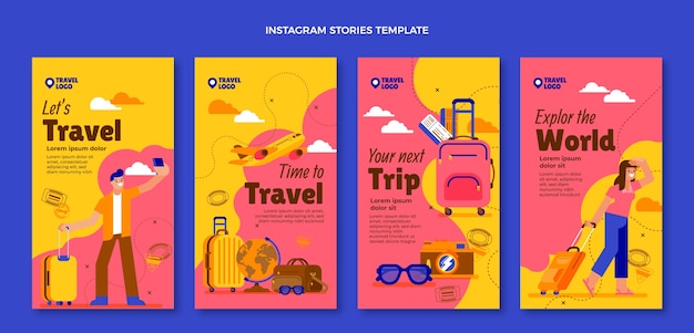 Flat design travel instagram stories