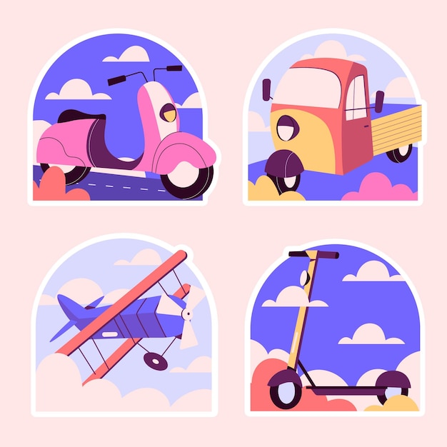 Flat design traveling stickers set