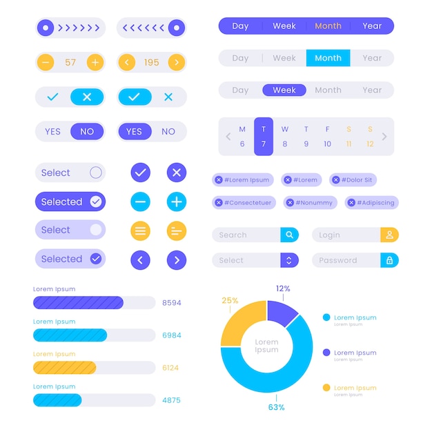 Flat design ui kit collection