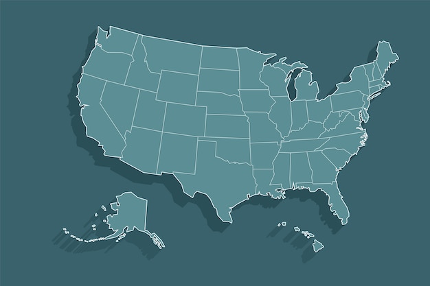 Flat design usa outline map