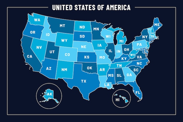 Flat design usa outline map