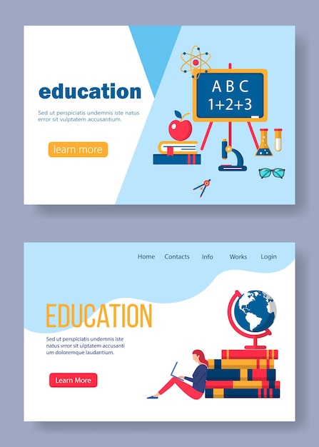 Vector flat design vector illustration concepts of education and online learning