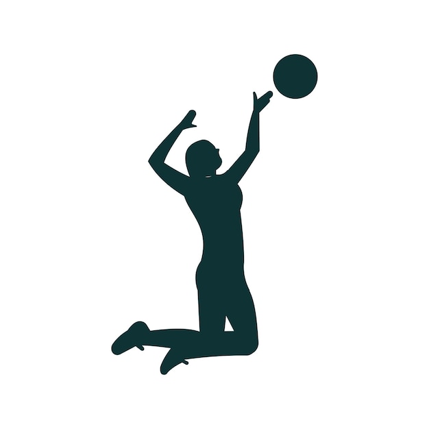 Flat design volleyball player sports vector icon illustration