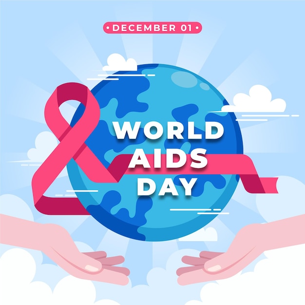 Flat design world aids day