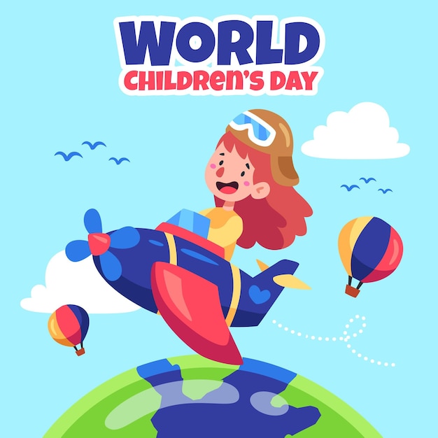 Flat design world childrens day concept