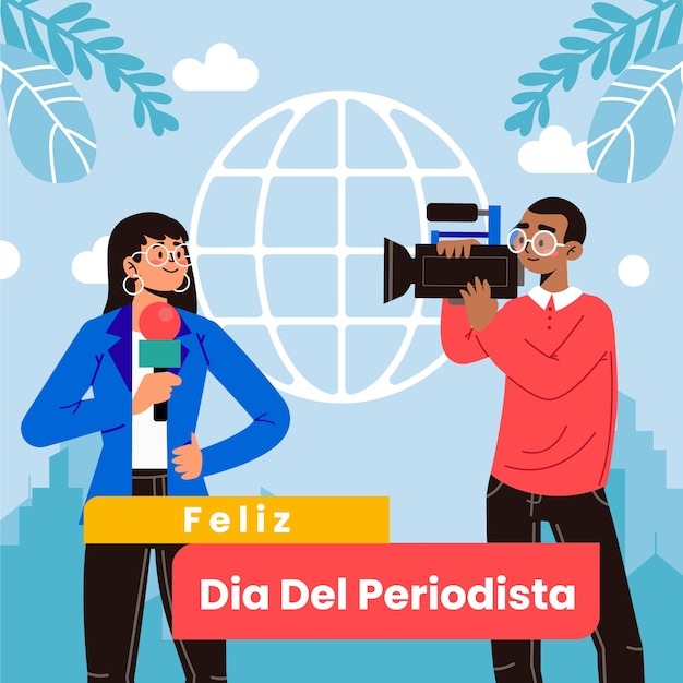 Flat dia del periodista illustration