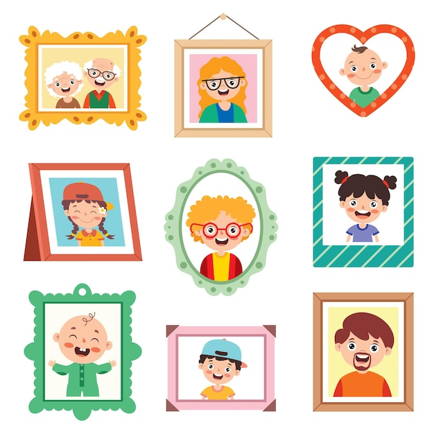 Flat Drawing Of Various Photo Frames