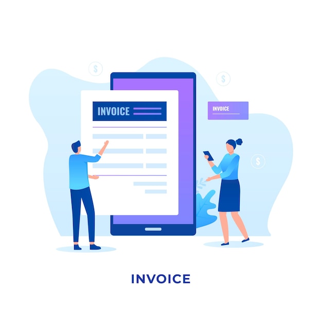 Flat electronic invoice concept.