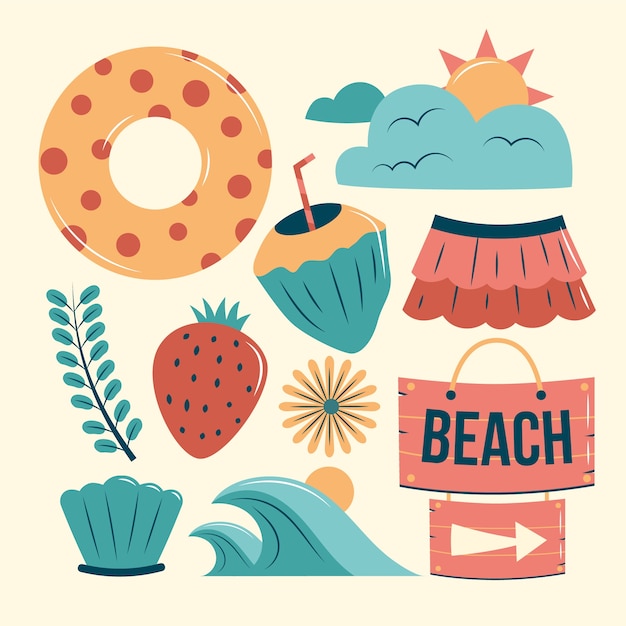 Vector flat elements collection for summer