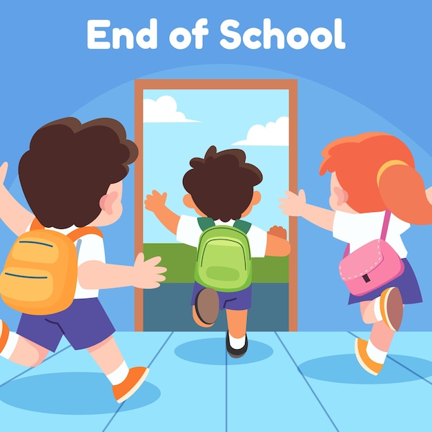 Vector flat end of school illustration