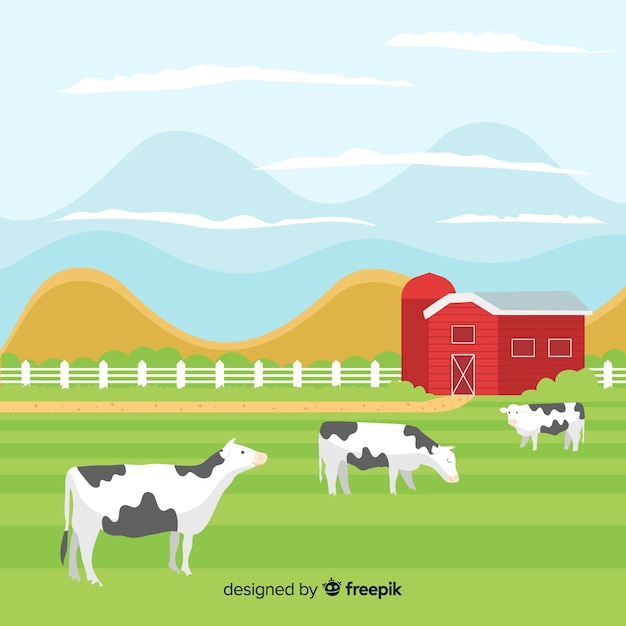 Vector flat farm landscape