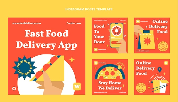 Vector flat fast food instagram post