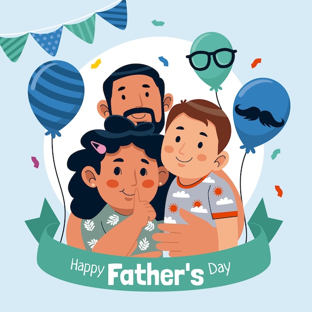 Flat father's day illustration