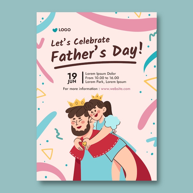 Flat father's day poster template