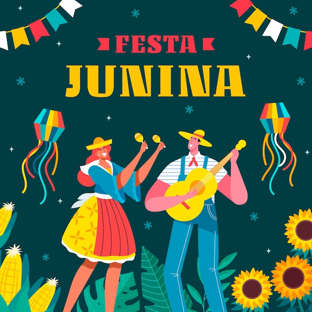 Flat festas juninas illustration